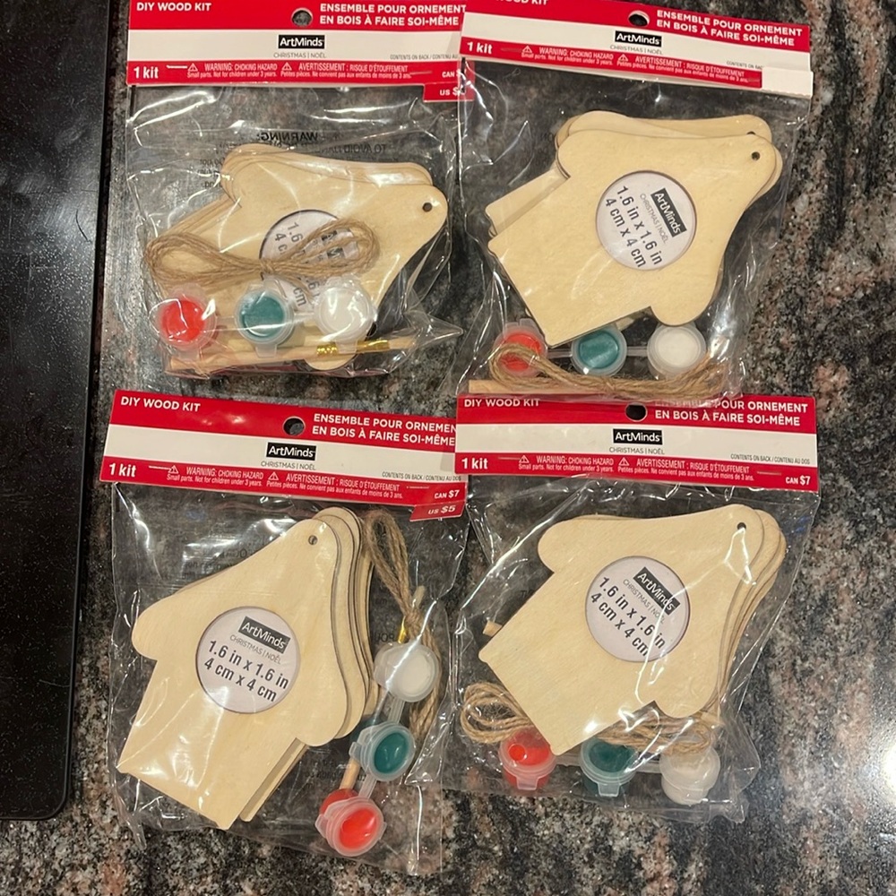 ArtMinds DIY Wood Ornament Kit village house frames 4 sets of 4